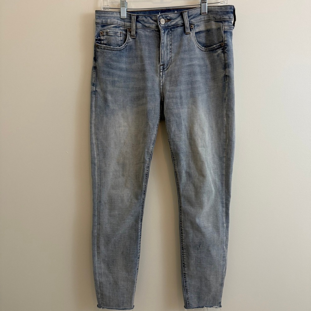 Pistola Straight Leg Light Wash Distressed Fray Hem Jeans Size 29